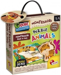 Montessori Holzpuzzle mit Tieren