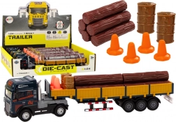 Lkw mit Holzstämmen 1:24, blaue Kabine, abkoppelbarer Anhänger, Licht und Sound