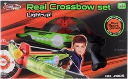 Leuchtende Kinderarmbrust mit Saugnapfpfeilen und Zielscheibe – batteriebetriebenes Schießset, 6+