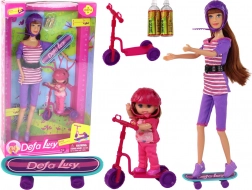 Defa Lucy Puppen Set mit rosa Roller und Skateboard