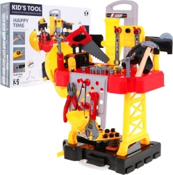 Kinder-Werkzeugset 3-in-1 – Koffer, Werkbank und Bauleiter-Kostüm, 85 Teile