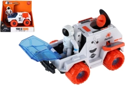 Weltraumauto mit Schwungrad und Astronaut, Kunststofffahrzeug 9 × 13 cm