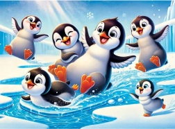 Holzpuzzle Fröhliche Pinguine WOODEN CITY, 40 Teile