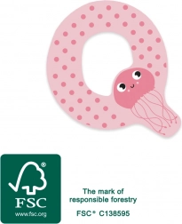 Holzbuchstabe Q mit Qualle für Kinder