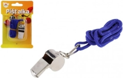 Metallpfeife mit blauer Schnur