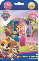 Blasfilzstifte mit Schablonen für Mädchen Paw Patrol, 6 Stk.