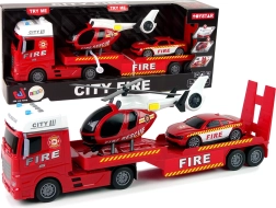 Feuerwehr-Set LKW LKW Helikopter Sound Lichter Rot