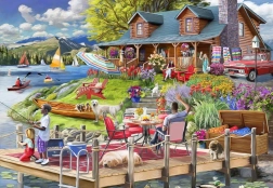 Puzzle Berghütte am See 1000 Teile Bluebird