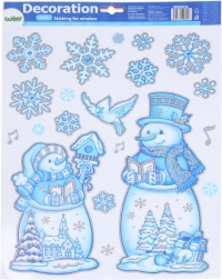 Fensterdekoration Schneemänner 41 × 29 cm – Weihnachten