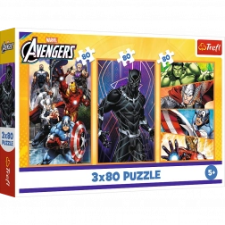 Puzzle 3x80 Action Tage - Disney Marvel Avengers