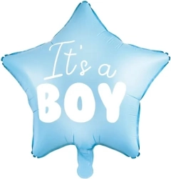 Folienballon Stern „It’s a boy“ blau 48 cm