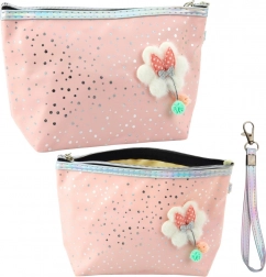 Puderrosa Mäppchen Kosmetiktasche mit Schleife und Glitzer