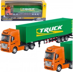 LKW mit Containeranhänger Huina grün 1:50