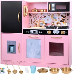 Holzküche im Retro Stil für Kinder mit Kühlschrank und Herd