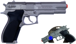 Polizeipistole silbern matt metallisch 8 Schuss