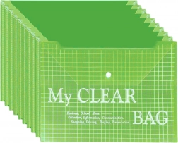 Transparente Dokumententasche A4 mit Druckknopf, grün (20 Stück)