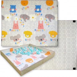 Beidseitige faltbare Schaum-Spielmatte 2-in-1 HUMBI 200 × 180 cm mit Klettkanten