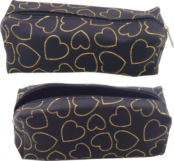 Federmäppchen schwarz mit goldenen Herzen