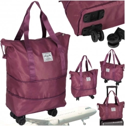 Faltbare Reisetasche auf Rädern lila