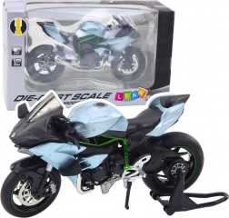 metallisches Sportmotorrad mit Licht und Sound 1:12 silber