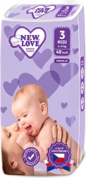 Einweg-Babywindeln New Love Premium Comfort MIDI 4–9 kg, 48 Stk.