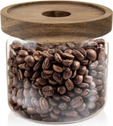 Glasvorratsdose für trockene Lebensmittel mit Holzdeckel und Dichtung 500 ml