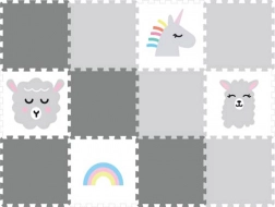 Schaumstoff-Puzzle-Spielmatte fürs Kinderzimmer Graues Einhorn, 12 Teile