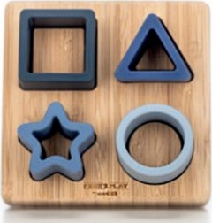 Steckpuzzle Formen aus Holz und Silikon, blau