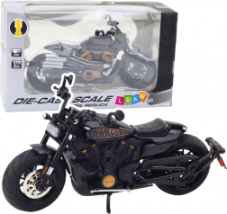 Metallmodell Chopper-Motorrad 1:12, schwarz mit goldenen Elementen mit Licht und Sound