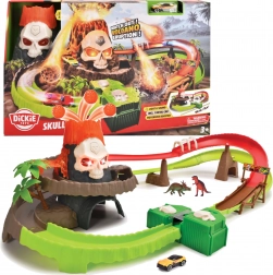 Dickie Toys Rennstrecke Schädelvulkan mit Lichtern und Geräuschen + Metallauto 1:64