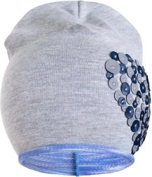 Frühlingsmütze New Baby Herz grau-violett