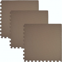 Schaum-Bodenmatte HUMBI 180 × 60, große wasserdichte Puzzleteile, sicher, 3 Stk., dunkelbeige Cappuccino