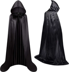 Schwarzer Karneval-Umhang mit Kapuze 180 cm
