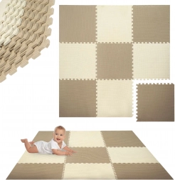 Schaumstoff-Spielmatte HUMBI 180 × 180 cm – wasserfeste EVA-Puzzle, creme und beige, 9 Teile