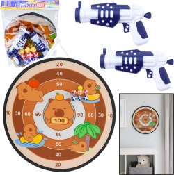 Kinderspiel Kapybara-Zielscheibe mit Pistolen und Klettbällen 73,5 cm