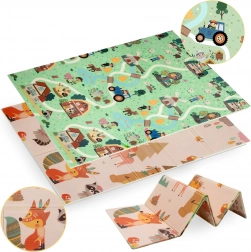 Zweiseitige faltbare XPE-Schaum-Spielmatte HUMBI 120 × 180 cm – Wald und Dorf