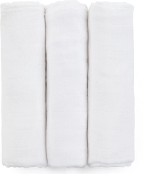 Bambus-Musselin-Windeln PETITE&MARS Moussy Total White 68 × 68 cm (3 Stk.)
