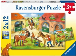 Ravensburger Puzzle Ferien auf dem Bauernhof mit Pferden 2×12 Teile
