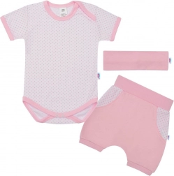Sommerliche Baumwoll-3‑Teile-Garnitur für Mädchen New Baby Perfect Summer, hellrosa