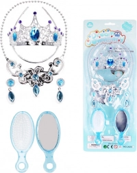 Zubehör-Set für die Eisprinzessin – Diadem, Halskette, Ohrringe und Bürste