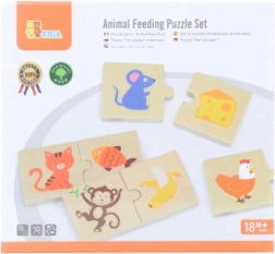 VIGA Holzpuzzle „Füttere das Tierchen – Was fressen Tiere“, 24 Teile