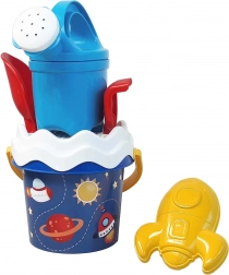 Androni Sandspielzeug-Set Weltraum mit Gießkanne – klein, 6-teilig