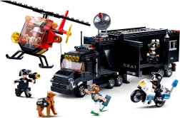 SLUBAN Polizei SWAT mobile Einsatzzentrale mit Hubschrauber und Motorrad