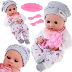 Babypuppe 32 cm mit beweglichen Lidern und Fütter-Set