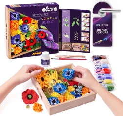 Kunststoff-Modellierset DIY Blumen mit Holzrahmen 21x21 cm