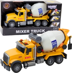Woopie gelber Betonmischer mit drehbarer Trommel, Licht und Sound