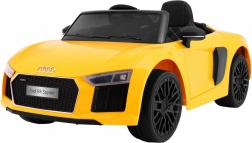 Interaktives Kinderauto Audi R8 Spyder gelb mit Fernbedienung und LED-Leuchten