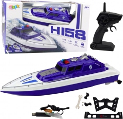Blaues ferngesteuertes Polizeiboot