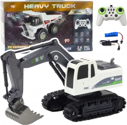 RC Kettenbagger 1:24 mit Beleuchtung und Sounds HEAVY TRUCK – weiß