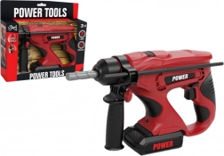 Rote Kinder-Bohrmaschine mit Batteriebetrieb und Bohrern